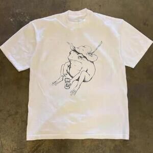 Gildan Men White T-Shirt, White Cotton T-Shirt With Frog